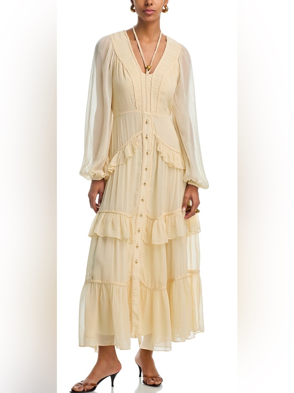 FARM Rio Ruffle Maxi Dress in Yellow